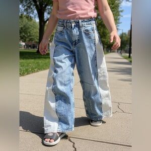 Youth Gap Denim Wide Leg Slim size 14 blue jeans cotton spandex waist extenders